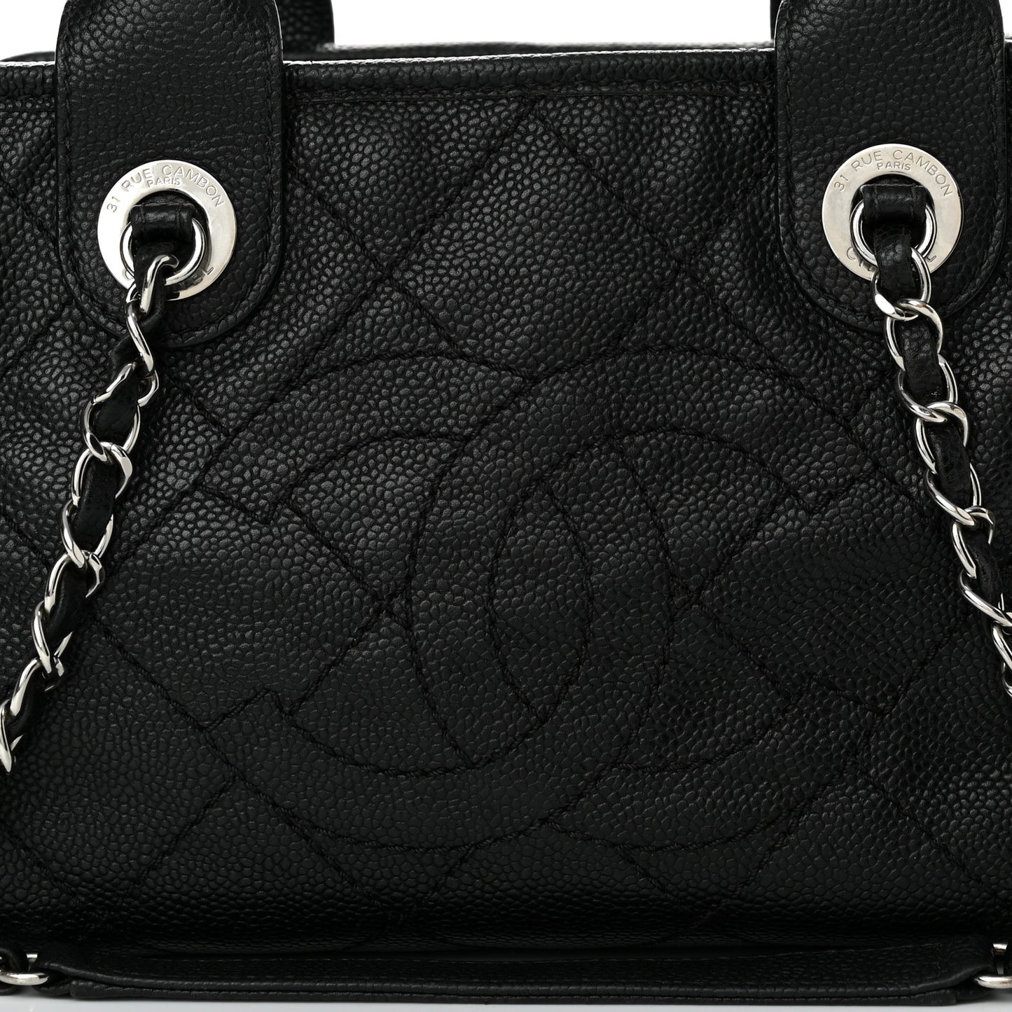 Caviar Quilted Small Deauville Bowling Bag Black