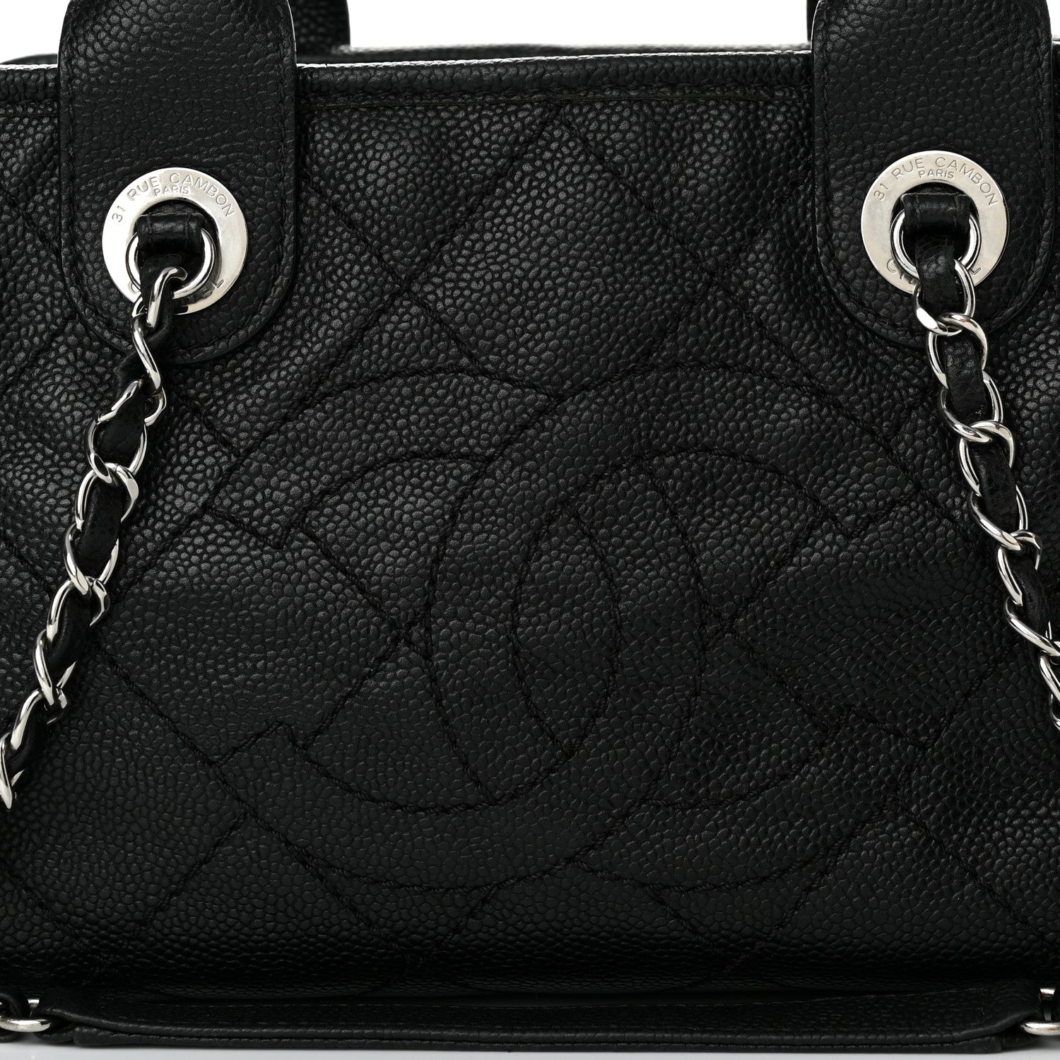 Chanel Caviar Quilted Small Deauville Bowling Bag Black 8 of 10