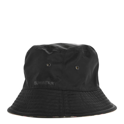 Burberry Cotton Gabardine Vintage Check Reversible Bucket Hat M Black Sand 10 of 14