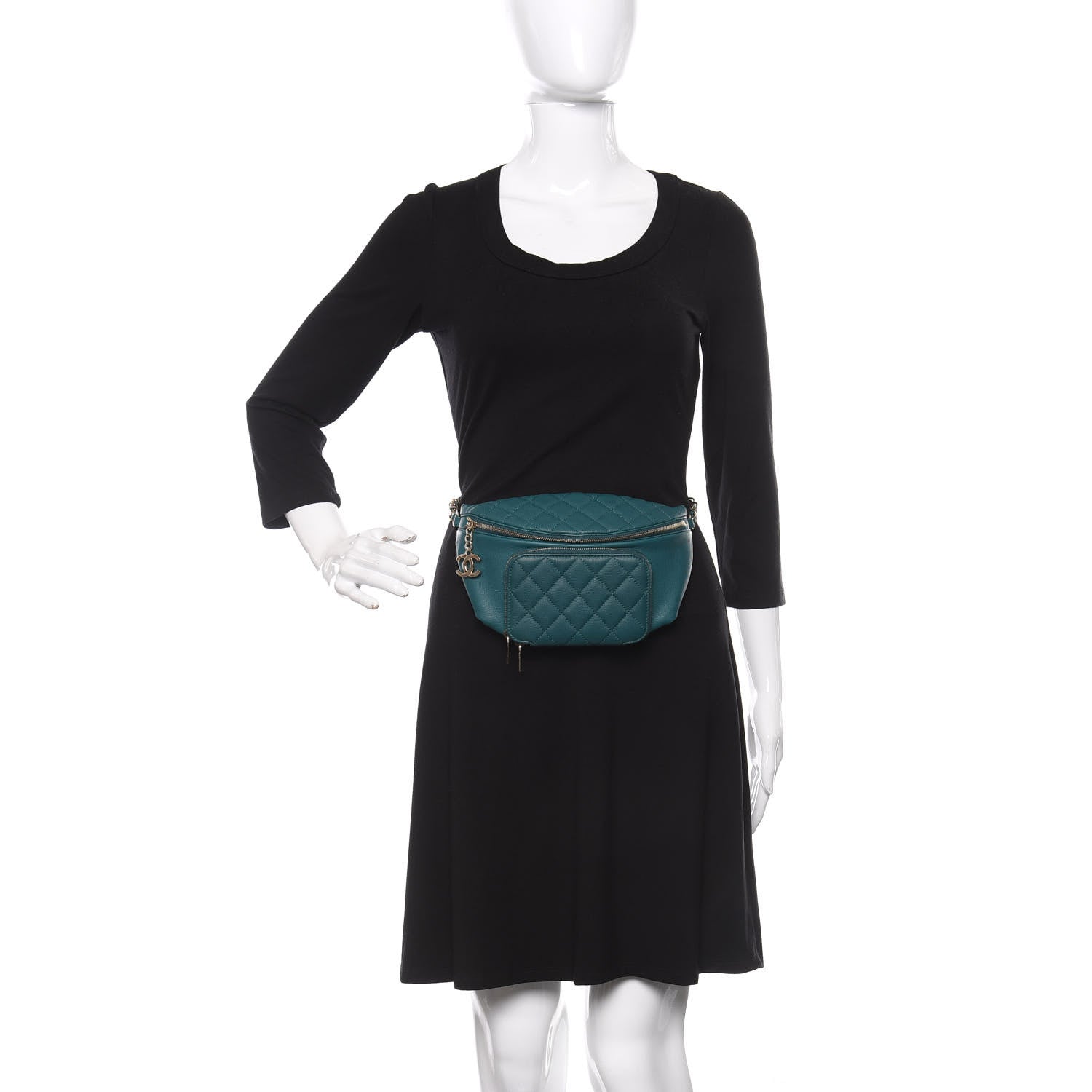 Chanel Caviar Quilted Business Affinity Waist Belt Bag Dark Turquoise 2 of 9
