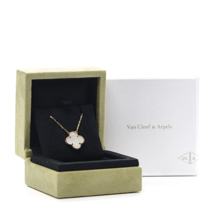 Van Cleef & Arpels 18K Yellow Gold Mother of Pearl Vintage Alhambra Pendant Necklace 8 of 8