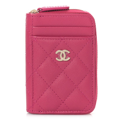 Chanel Caviar Quilted Zip Card Holder Fuchsia 1 of 10