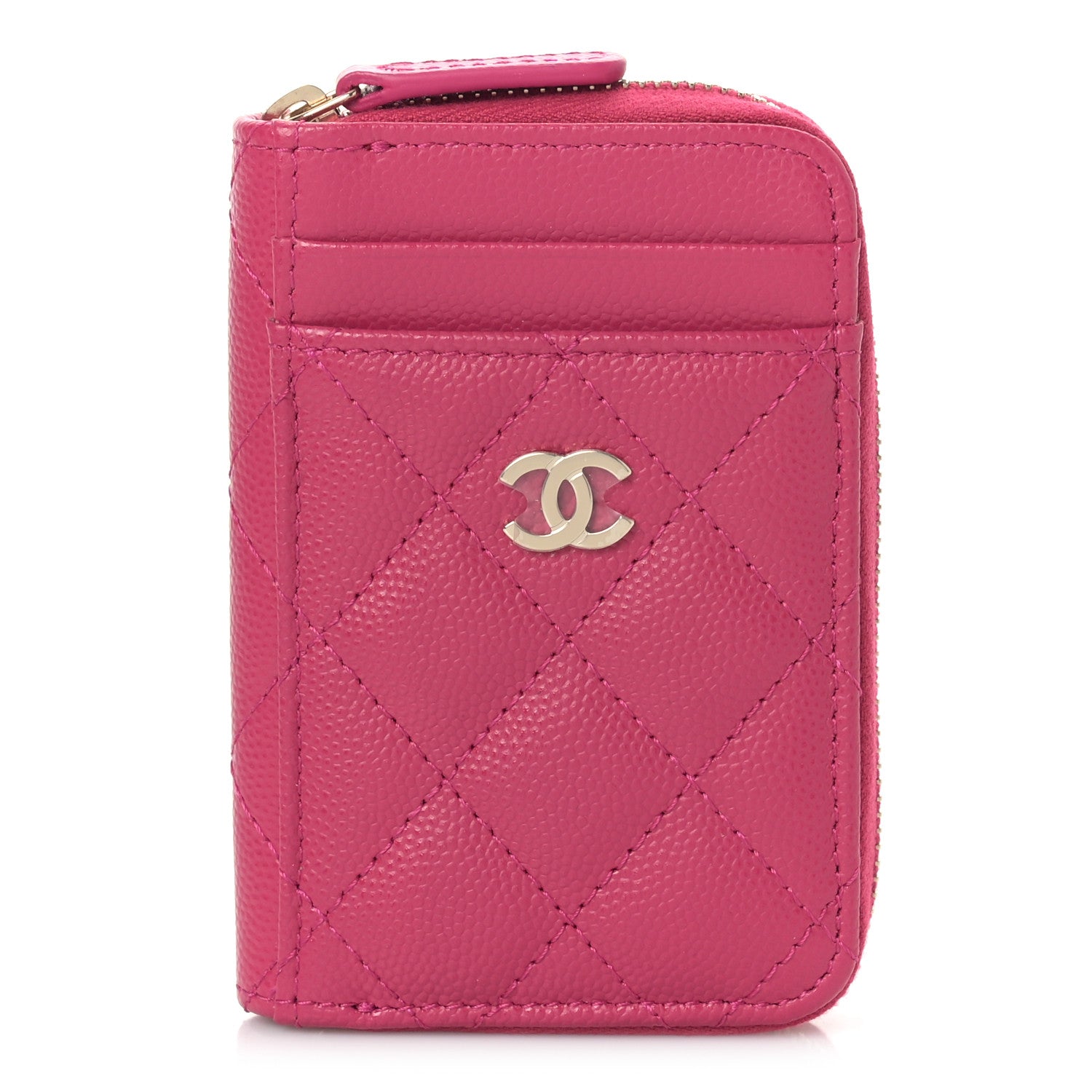 Chanel Caviar Quilted Zip Card Holder Fuchsia 1 of 10