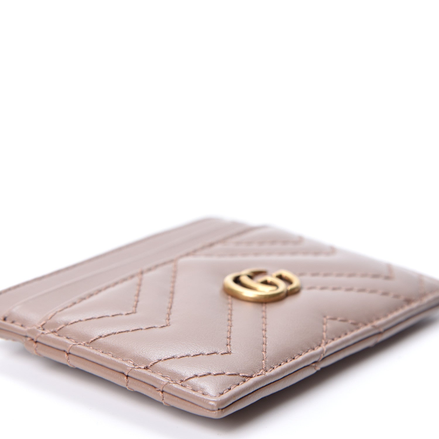Gucci Calfskin Matelasse GG Marmont Card Holder Porcelain Rose 6 of 8