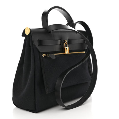 Hermes Military Toile Vache Hunter Herbag Zip PM 31 Black 4 of 13