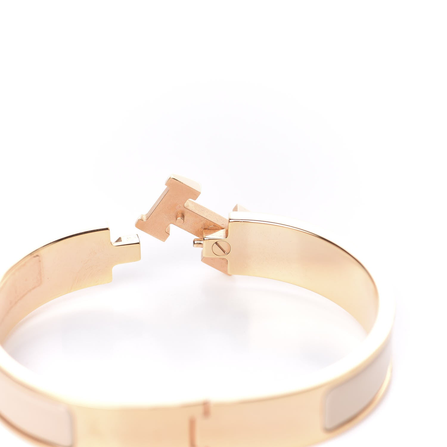 Hermes Enamel Narrow Clic Clac H Bracelet PM Beige Nacre 4 of 6