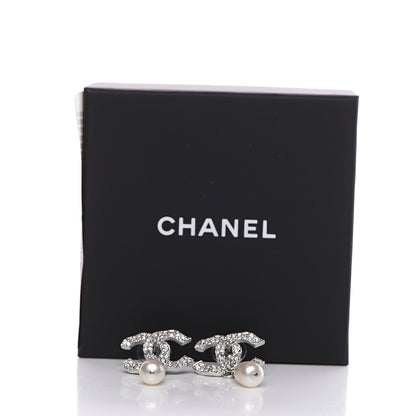 Chanel Crystal Pearl CC Drop Darling Bows Earrings Silver Pearly White 5 of 5