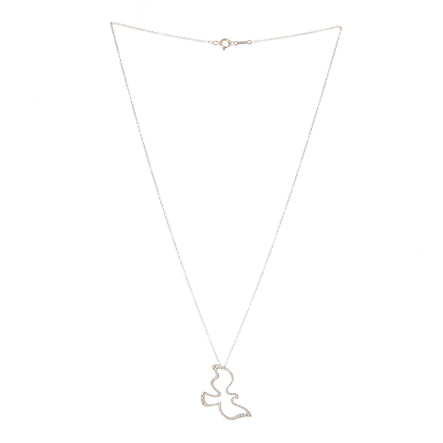 Tiffany 18K Rose Gold Diamond Paloma's Dove Pendant Necklace 3 of 6