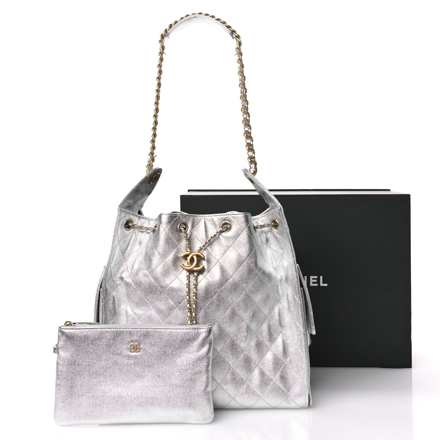Chanel Metallic Caviar Quilted Medium Chanel 25 Handbag Silver 12 of 12