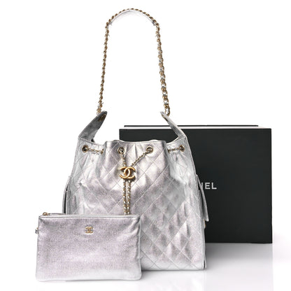 Chanel Metallic Caviar Quilted Medium Chanel 25 Handbag Silver 12 of 12
