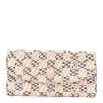 Louis Vuitton Damier Azur Emilie Wallet Rose Ballerine 1 of 10