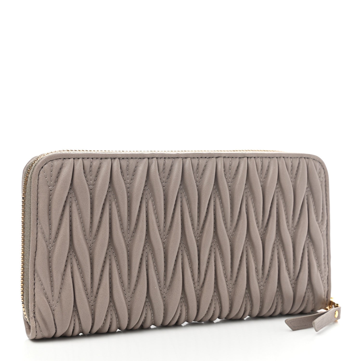 Miu Miu Matelasse Zip Around Wallet Pomice 3 of 9