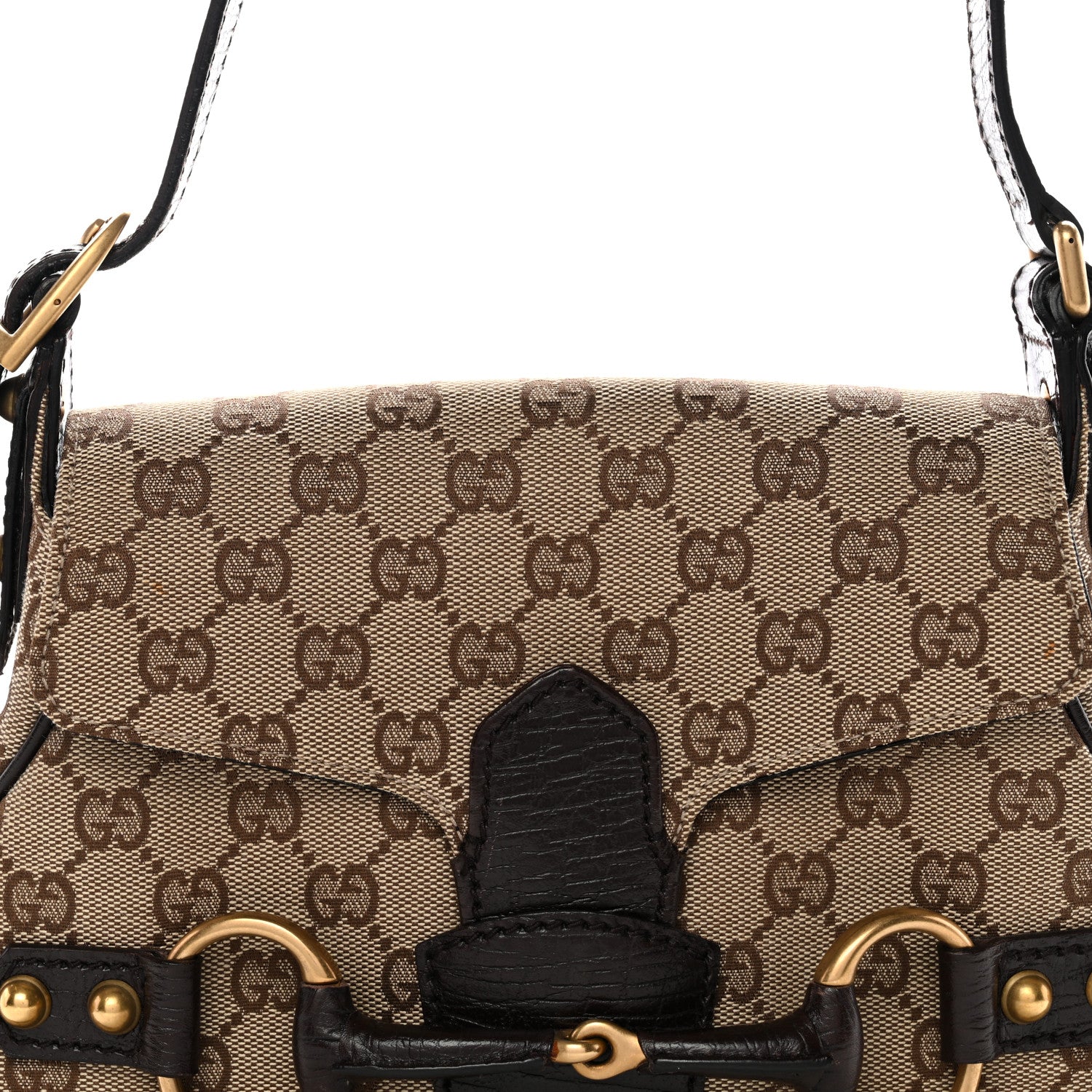Gucci Monogram Horsebit Chain Flap Shoulder Bag Brown 8 of 11