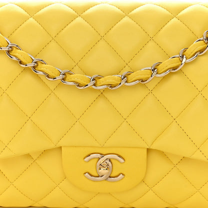 Chanel Lambskin Quilted Jumbo Double Flap Yellow 8 of 11