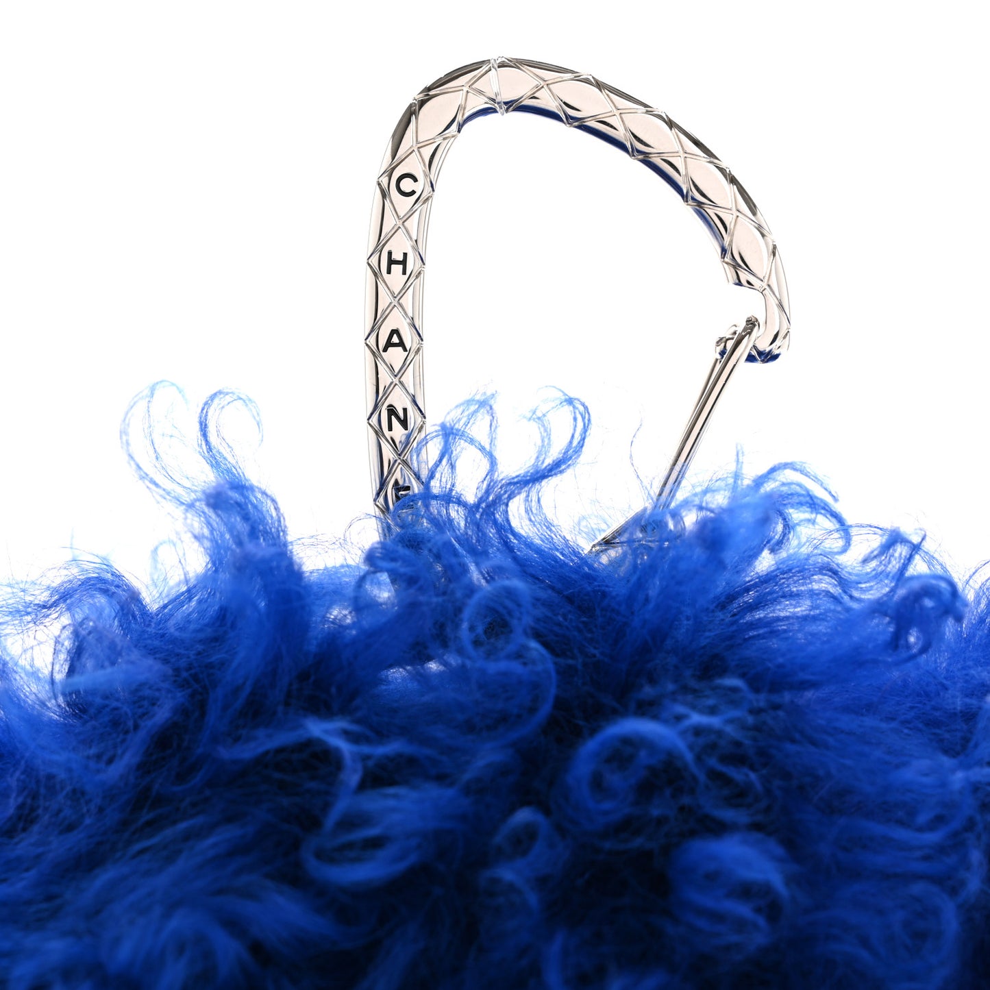 Shearling Lambskin CC Hook Card Holder Blue