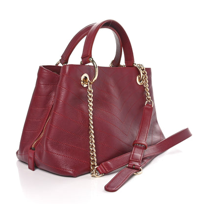 Chanel Calfskin Stitched Small Chevron Chic Shopping Bag Red 2 of 10
