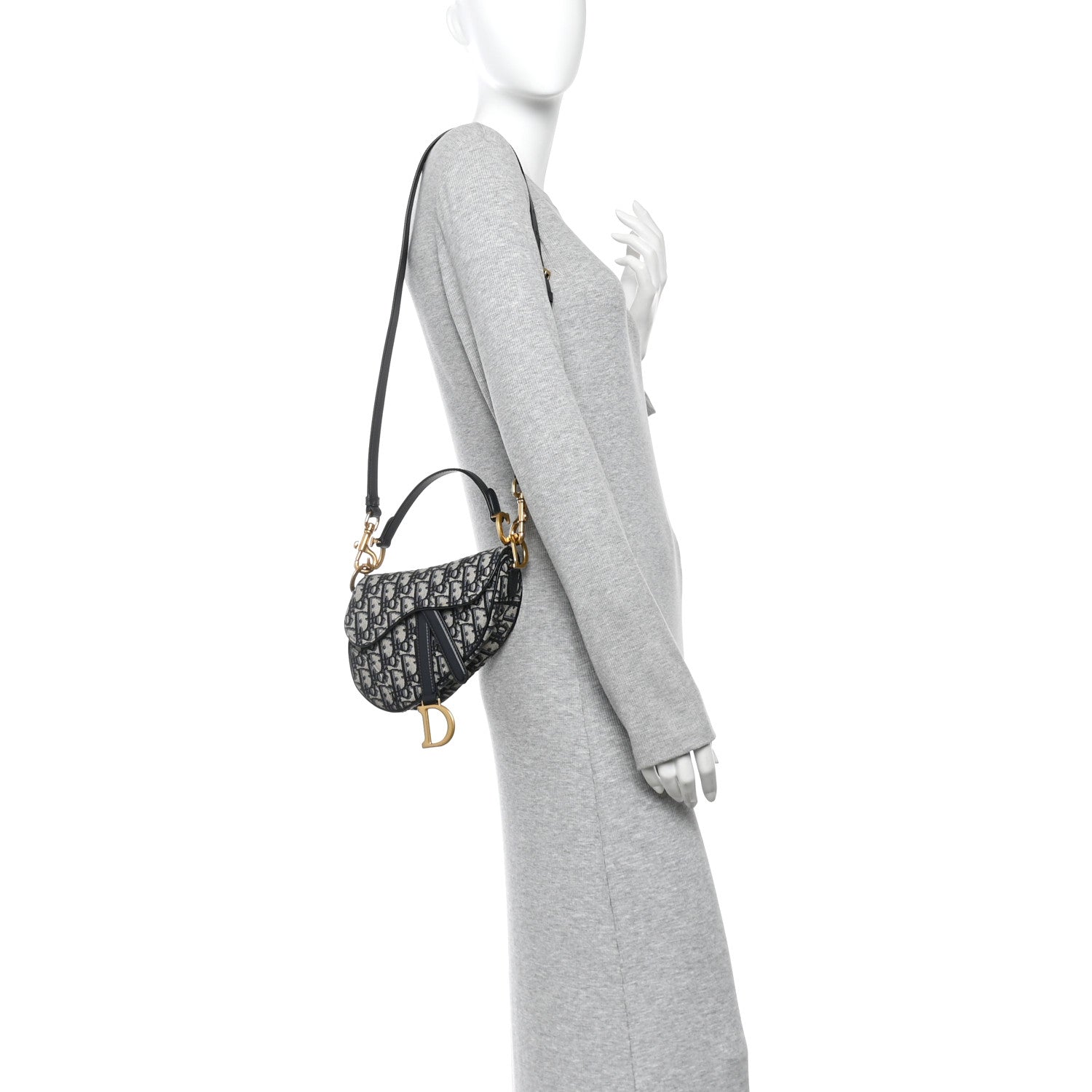 Christian Dior Oblique Mini Saddle Bag With Strap Blue 2 of 10
