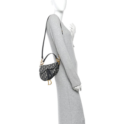 Christian Dior Oblique Mini Saddle Bag With Strap Blue 2 of 10