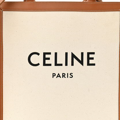 Celine Canvas Calfskin Logo Print Small Vertical Cabas Natural Tan 8 of 13