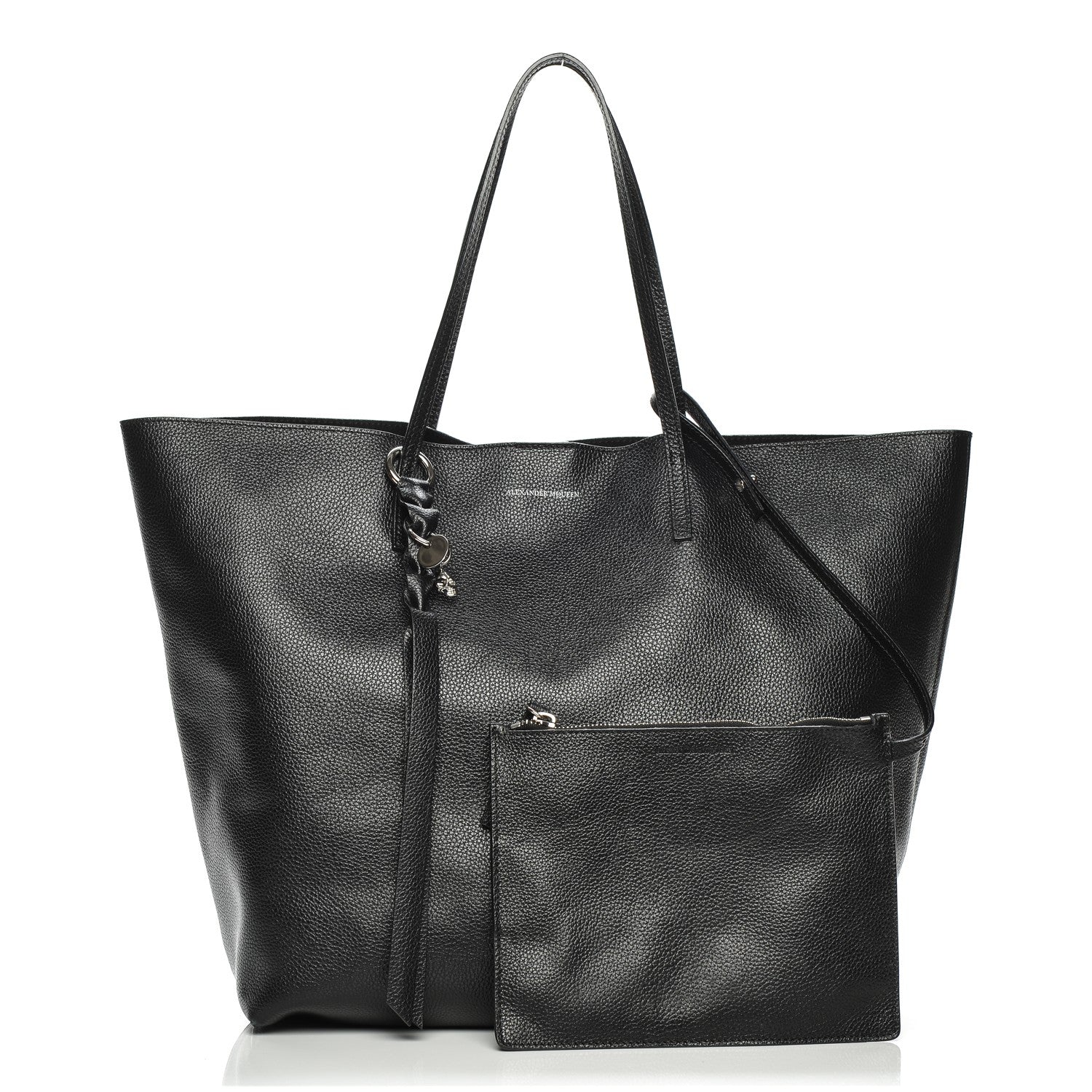 Alexander McQueen Grained Calfskin Skull Open Shopper Tote Black 1 of 10