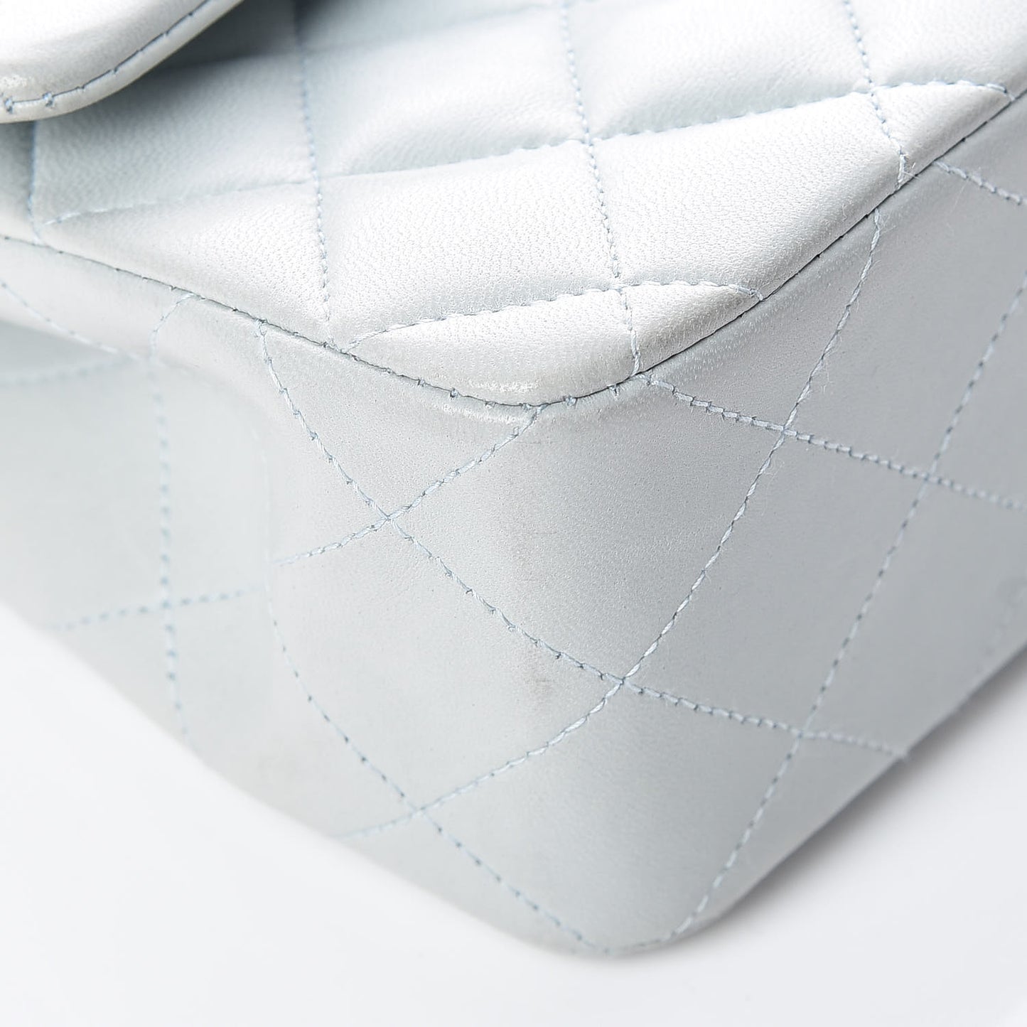 Lambskin Quilted Small Double Flap Light Blue