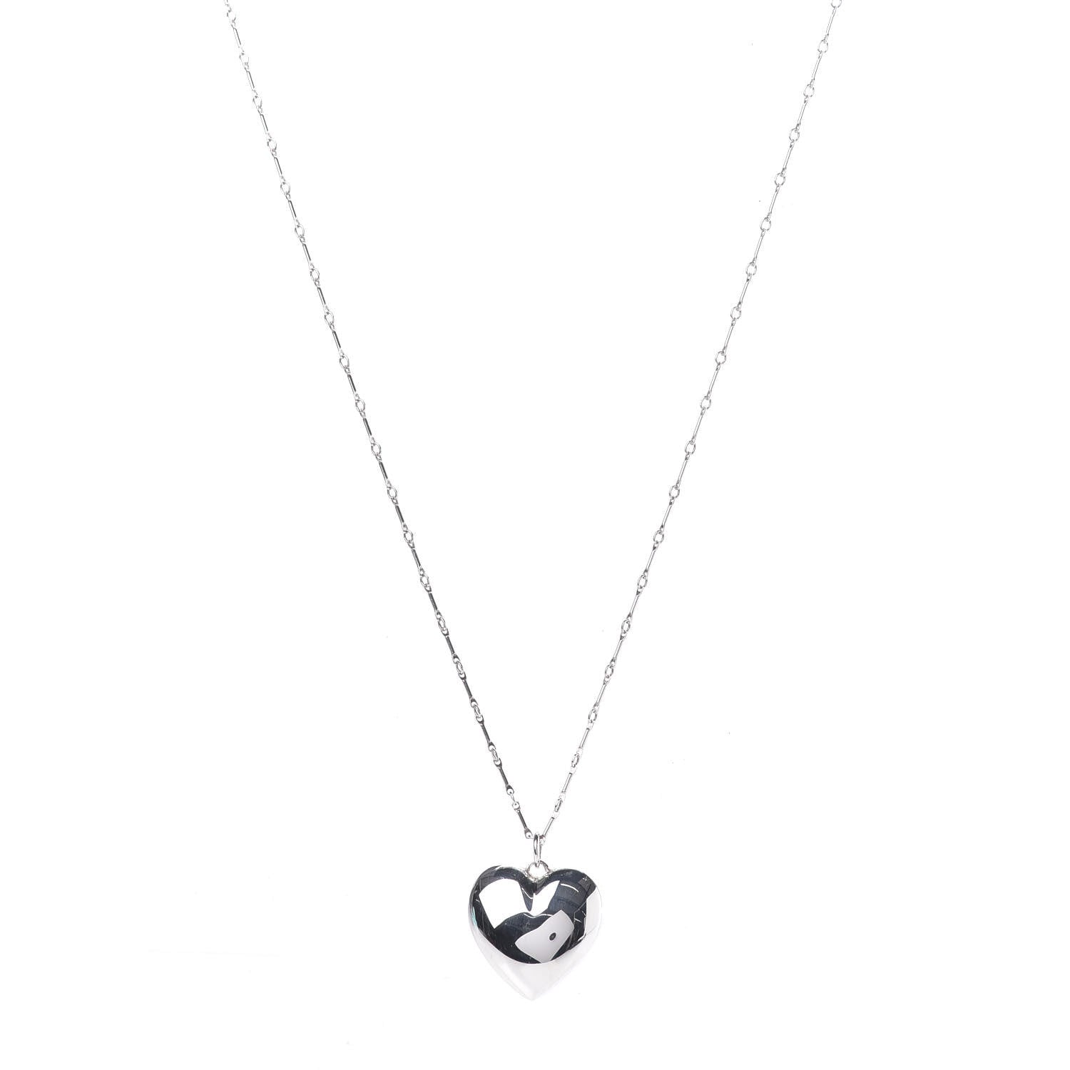 Tiffany Sterling Silver Large Heart Pendant Link Necklace 1 of 6