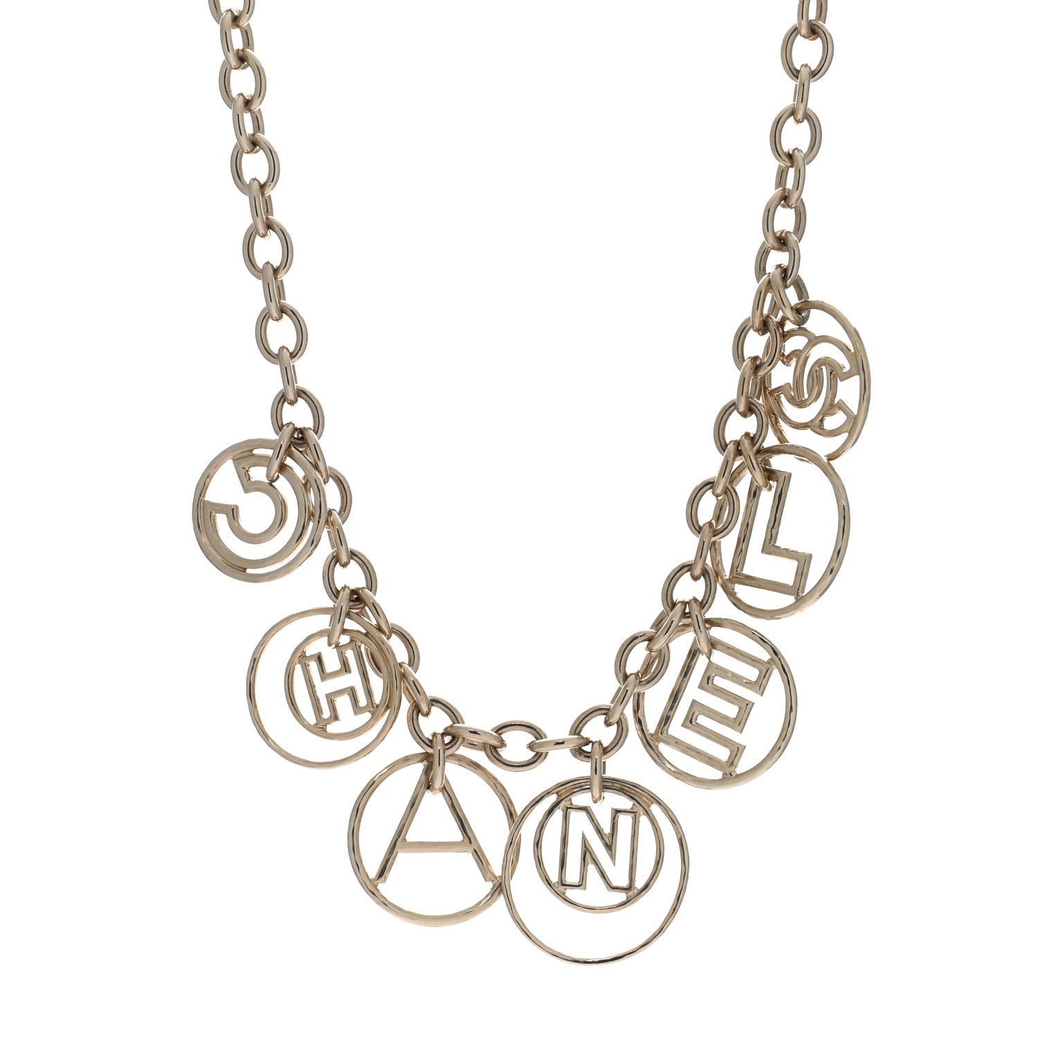 Chanel Metal Hoop Cuba Logo Necklace Gold 1 of 4