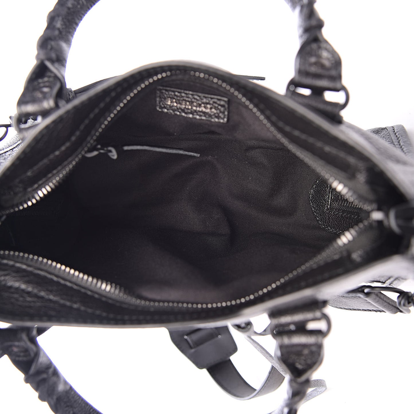 Shiny Goatskin Matte Black Metallic Edge Hardware Mini City Black