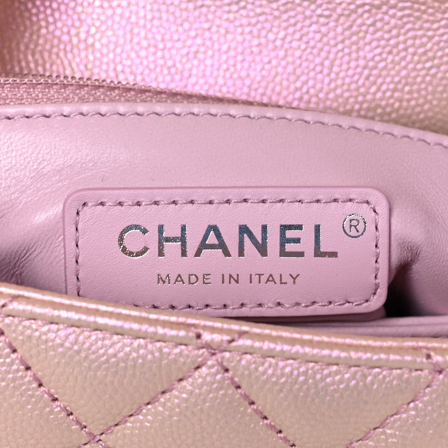 Iridescent Caviar Quilted Mini Coco Handle Flap Pink