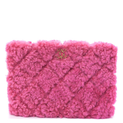 Chanel Shearling Sheepskin Large 19 Cosmetic Case Pink 1 of 10