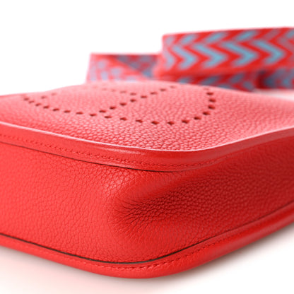 Hermes Taurillon Clemence Evelyne TPM  Rouge De Coeur Bleu Du Nord 9 of 9