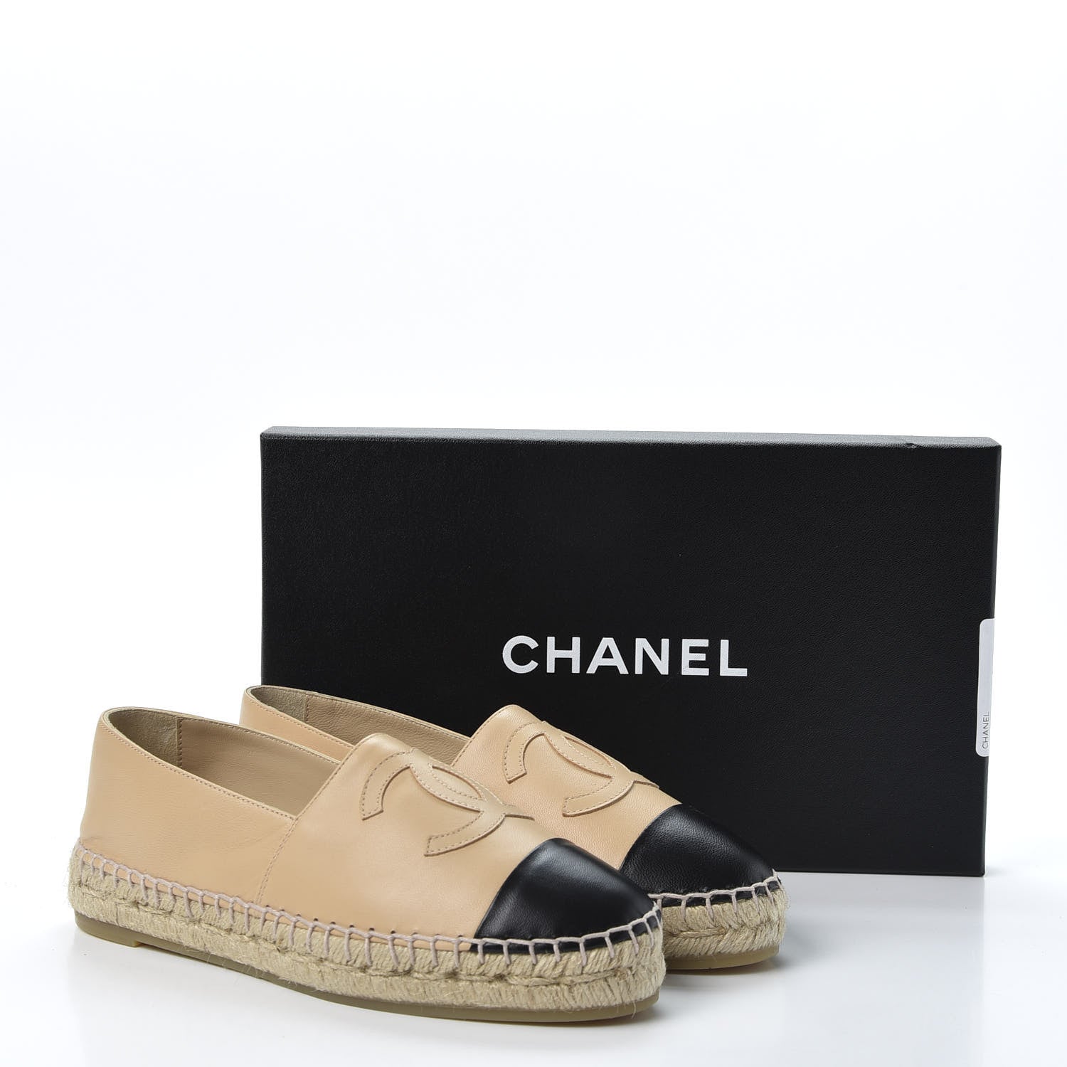 Chanel Lambskin CC Espadrilles 36 Beige Black 12 of 12