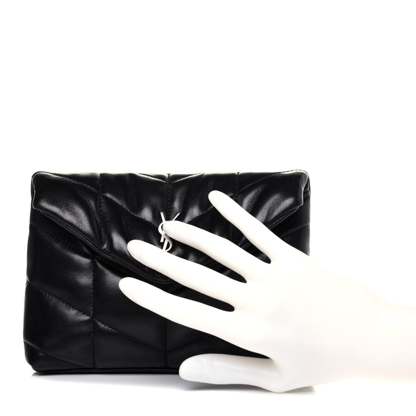 Lambskin Monogram Loulou Puffer Pouch Clutch Black