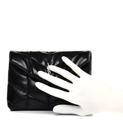 Saint Laurent Lambskin Monogram Loulou Puffer Pouch Clutch Black 3 of 17