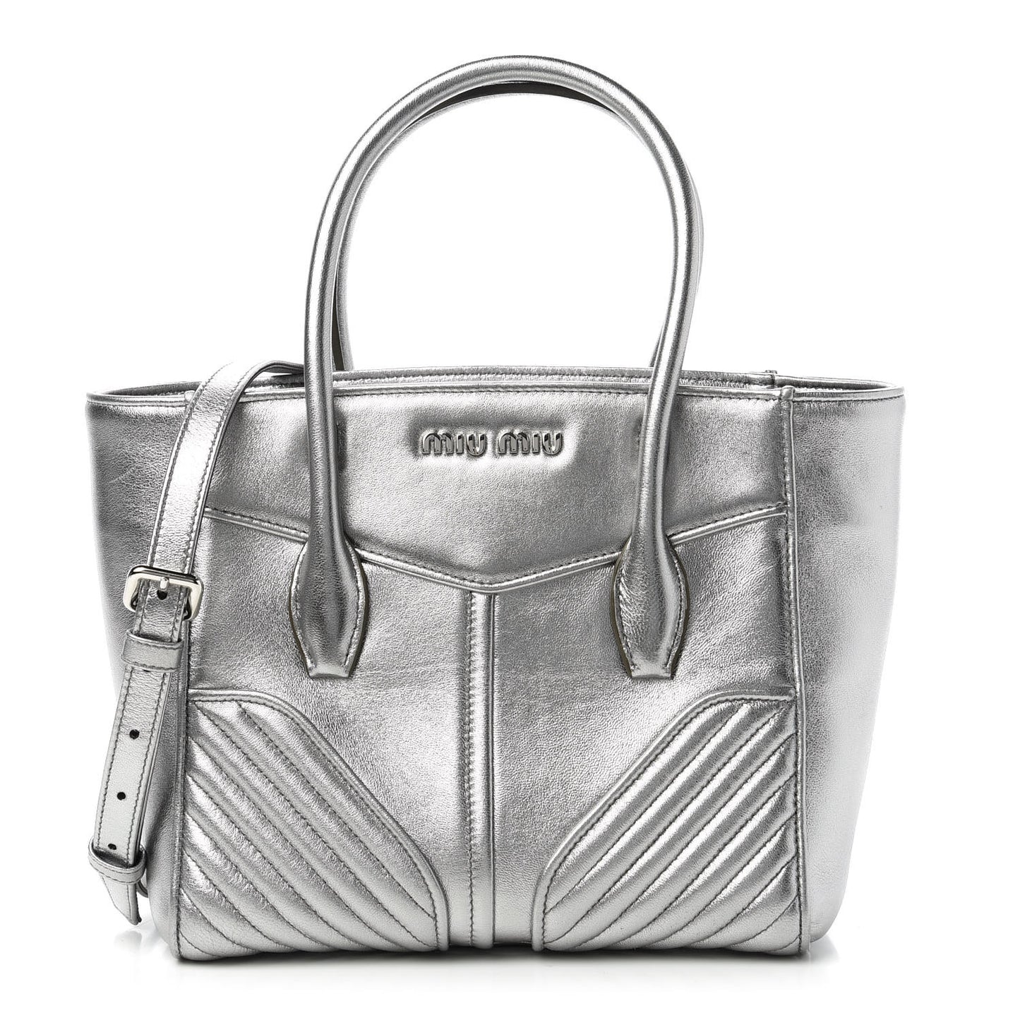 Metallic Nappa Matelasse Biker Tote Chromo