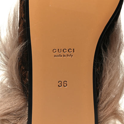 Gucci Velvet GG Monogram Fur Womens Princetown Slippers 36 Brown Black Natural 7 of 9