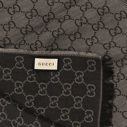 Gucci Wool Silk GG Monogram GGWeblong Fringe Scarf Shawl Rope Dark Brown 3 of 4