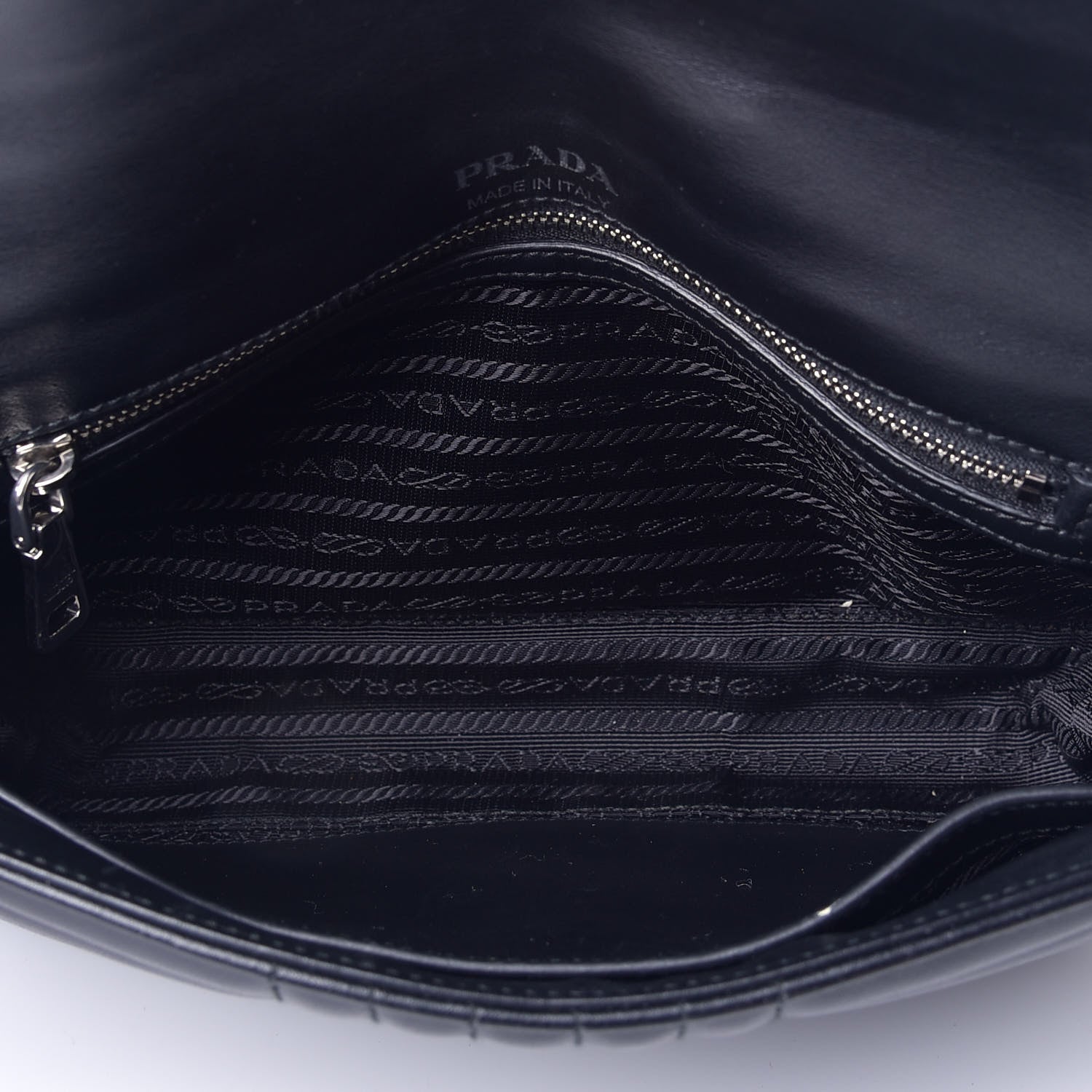 Prada Soft Calfskin Impunture Diagramme Medium Chain Flap Shoulder Bag Black 5 of 9