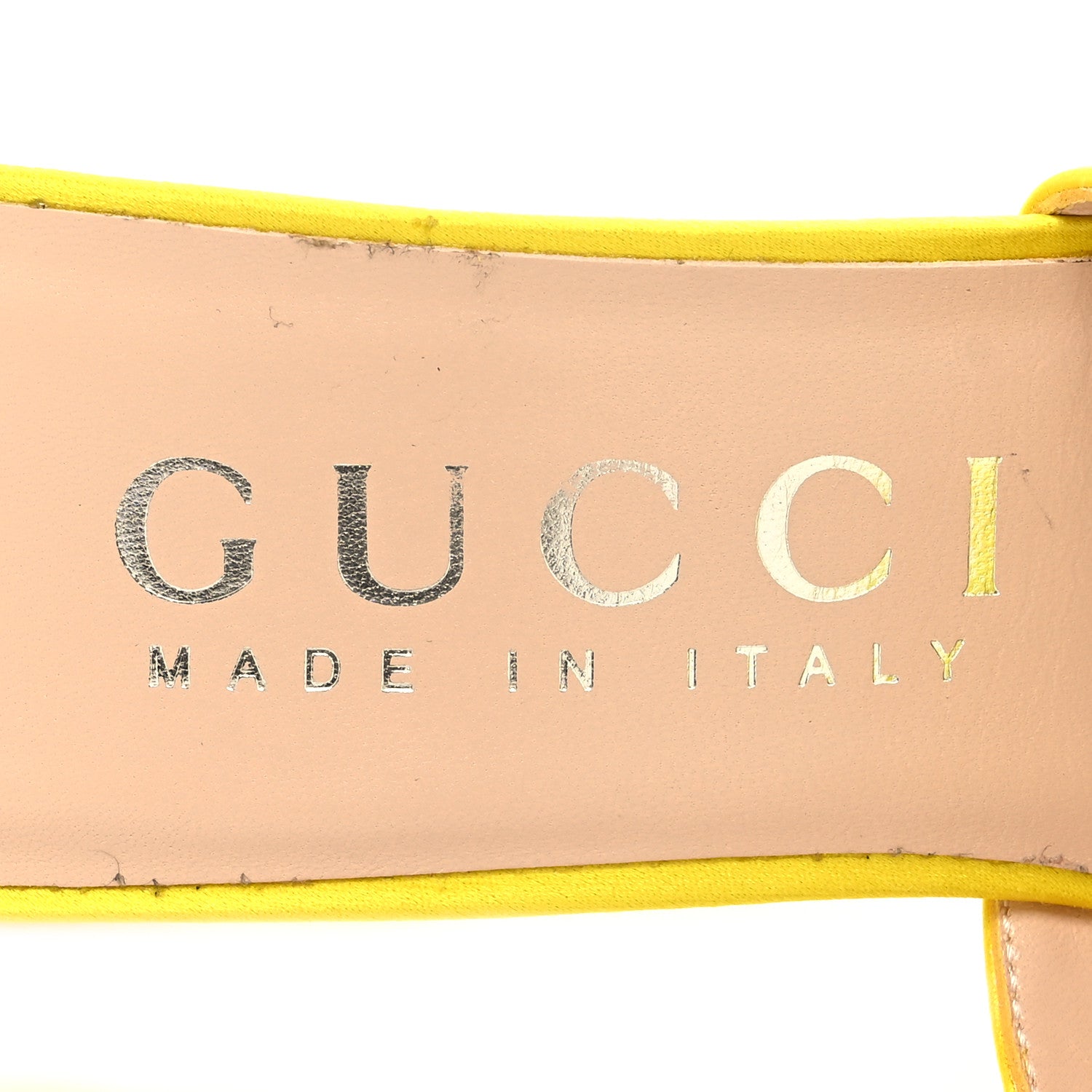 Gucci Satin Embellished Shawana High Heel Slide Sandals 37 Shine Yellow 8 of 10