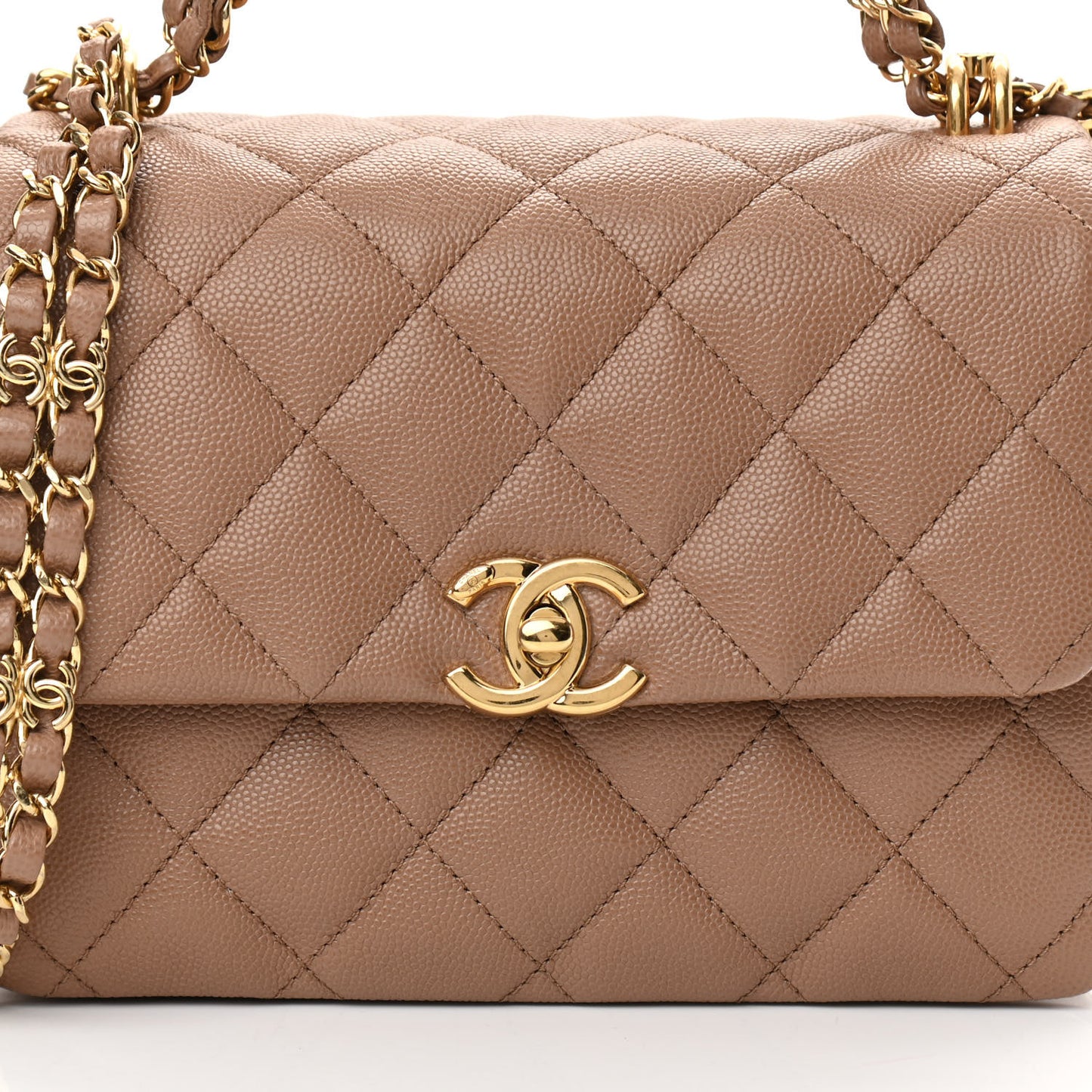 Caviar Quilted Mini Coco First Flap Beige