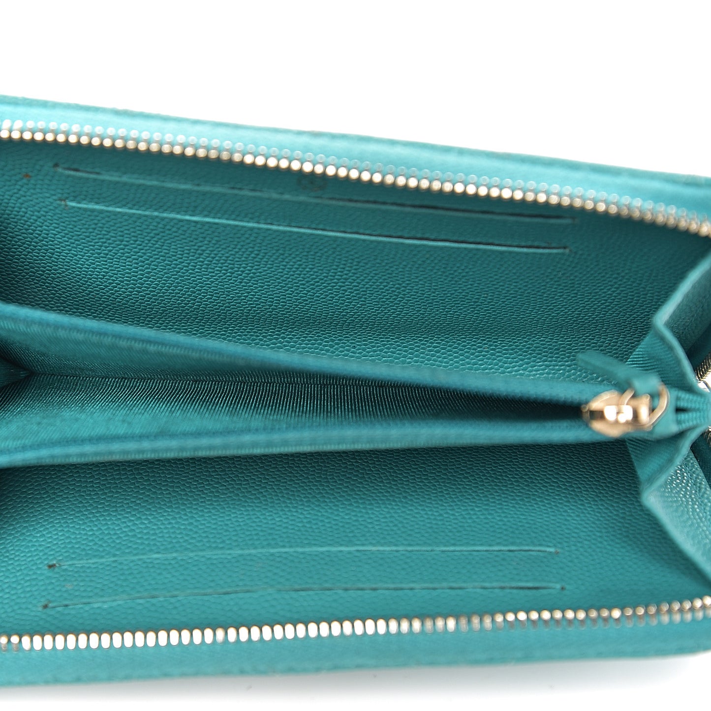 Caviar Quilted Small Zip Around Wallet Turquoise