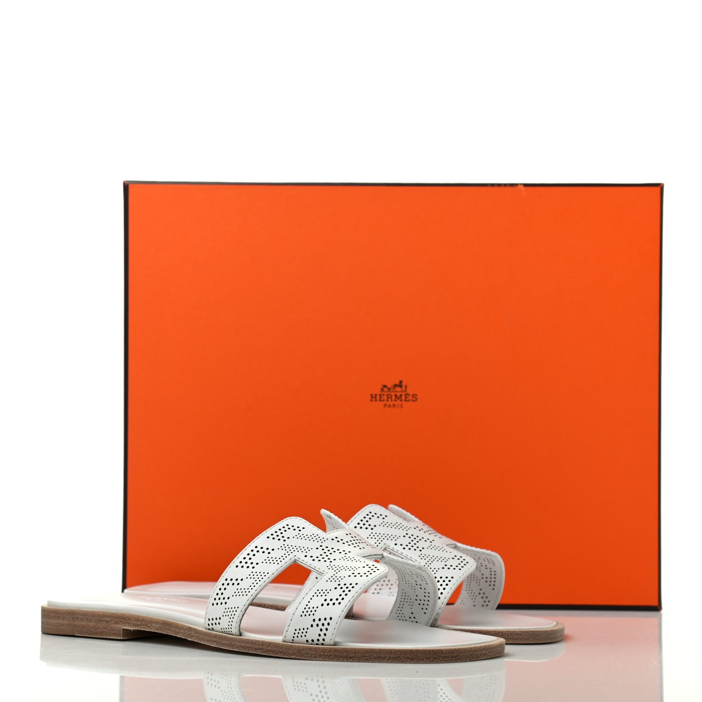Calfskin Perforated Oran Sandals 36 White