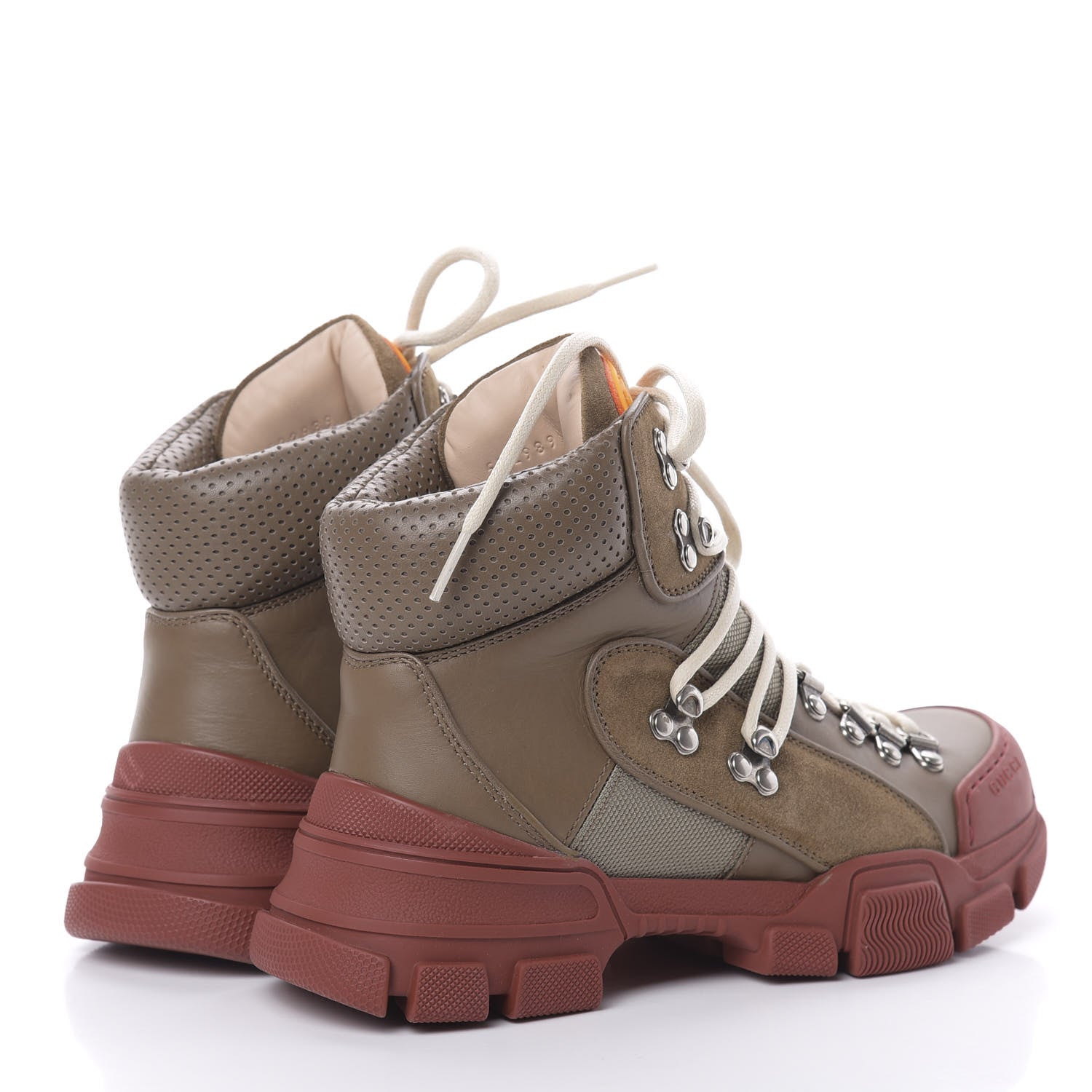 Gucci X SEGA Calfskin Suede Technical Canvas Womens Flashtrek High-Top Sneakers 36.5 Ardesia Cerise 4 of 9