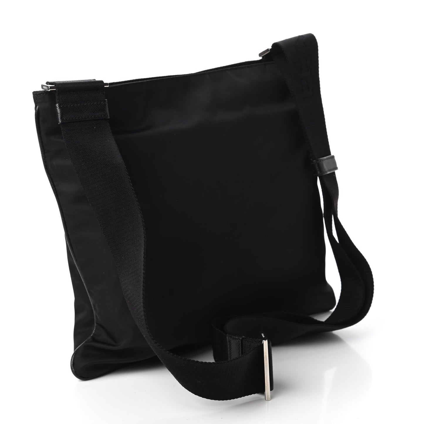 Tessuto Nylon Saffiano Flat Messenger Bag Black