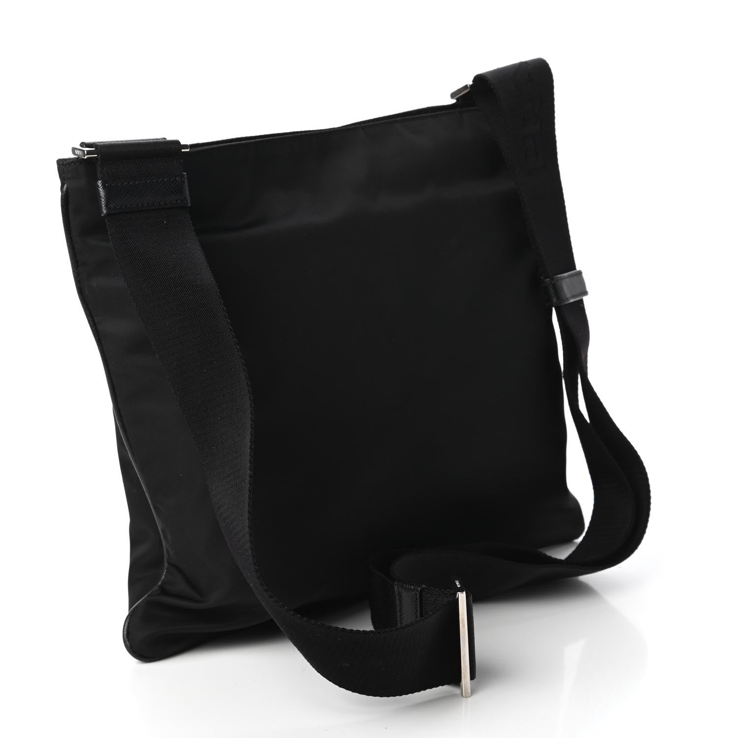 Prada Tessuto Nylon Saffiano Flat Messenger Bag Black 3 of 10