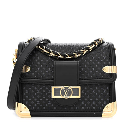 Louis Vuitton Calfskin Nanogram Embossed Dauphine MM Black 1 of 9