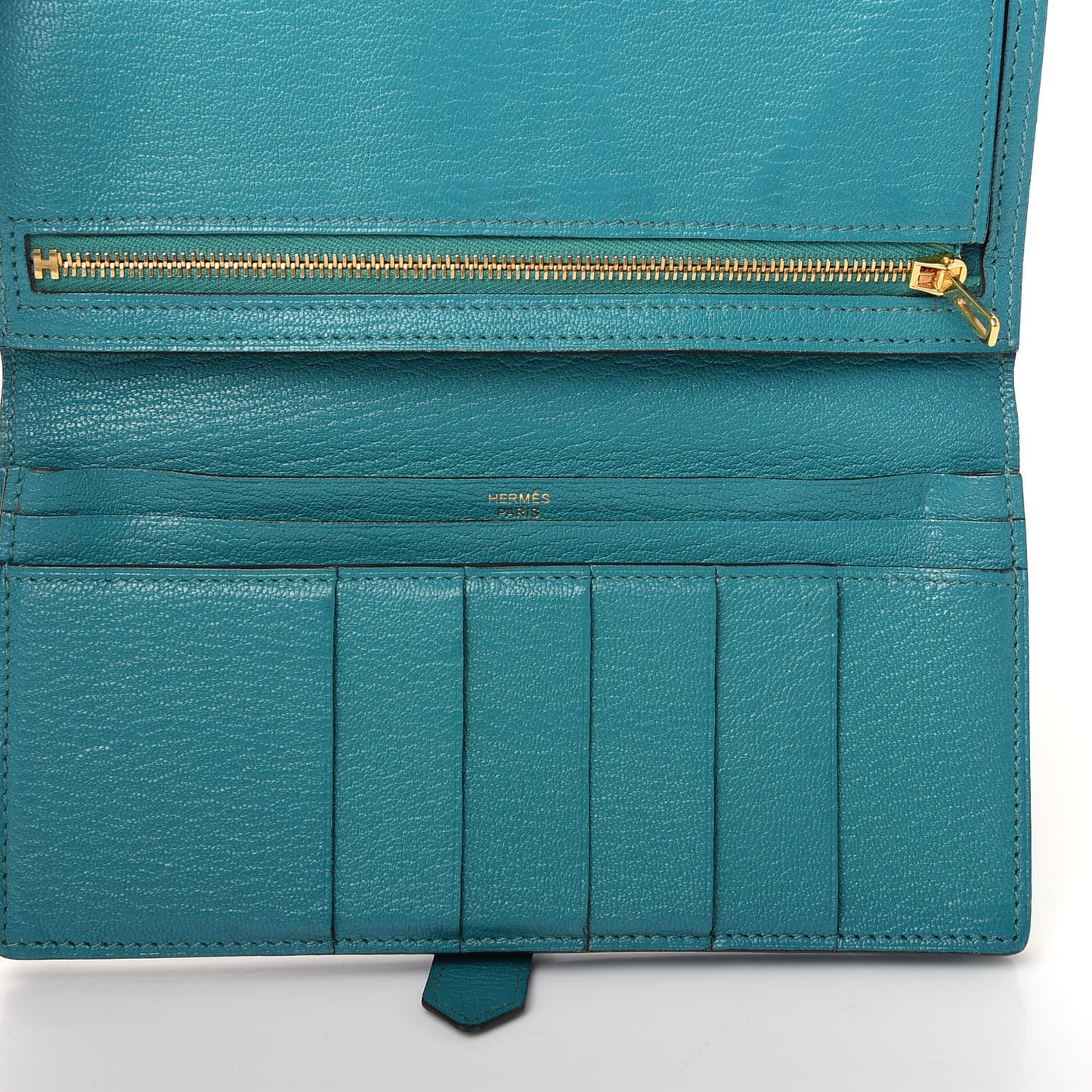 Chevre Mysore Bearn Gusset Wallet Bleu Paon