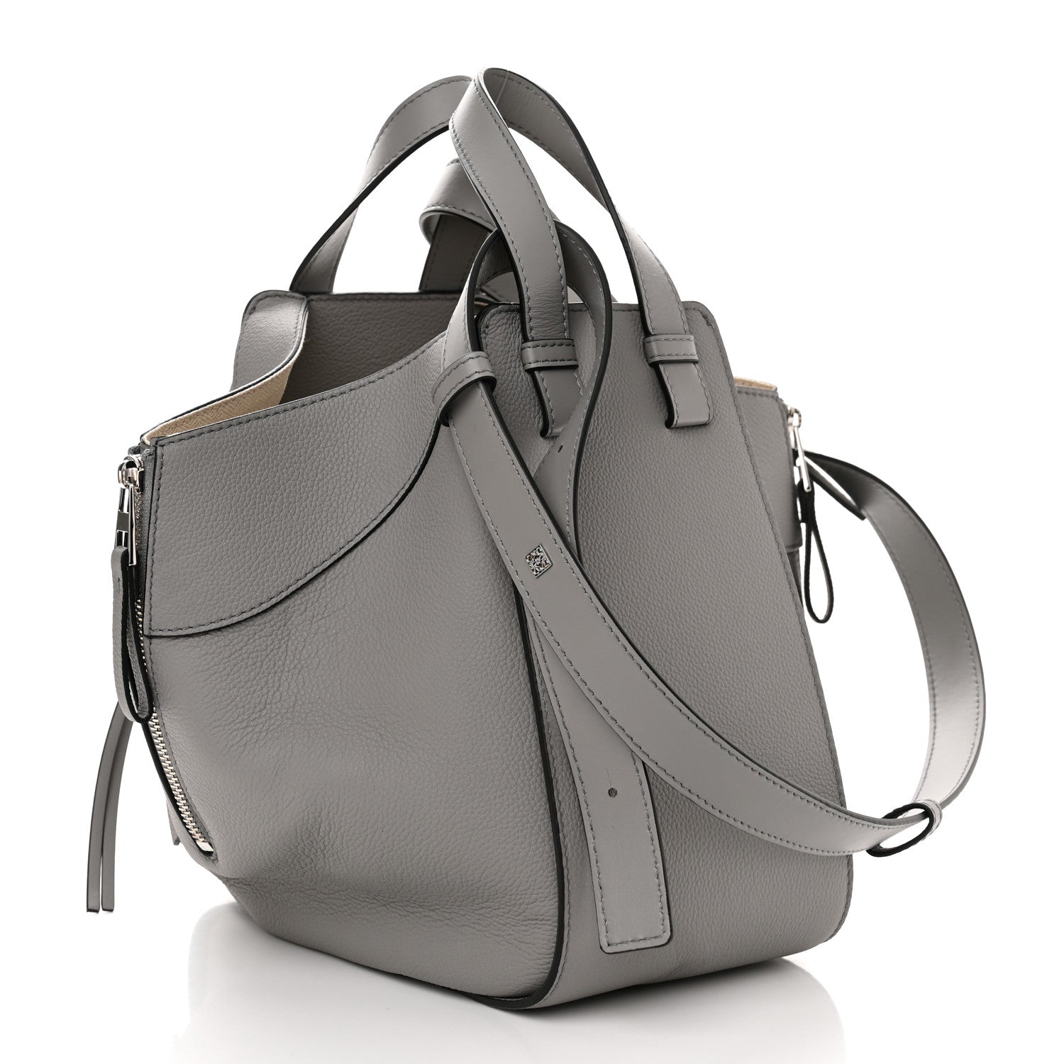 Loewe Grained Calfskin Small Hammock Shoulder Bag Pearl Grey 3 of 10