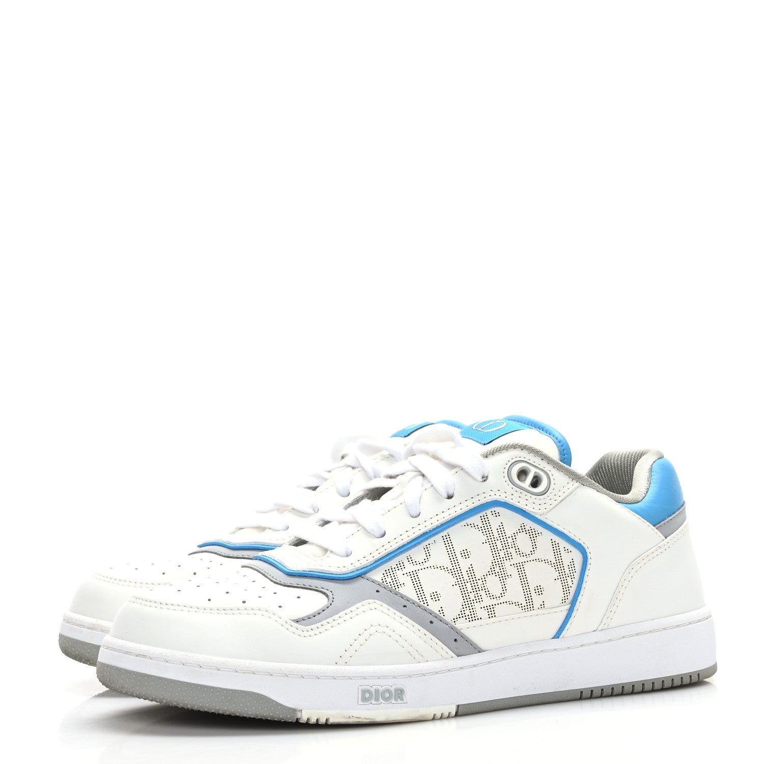 Christian Dior Smooth Calfskin Oblique Galaxy Perforated Mens B27 Low Top Sneakers 40 Beige Blue 3 of 8