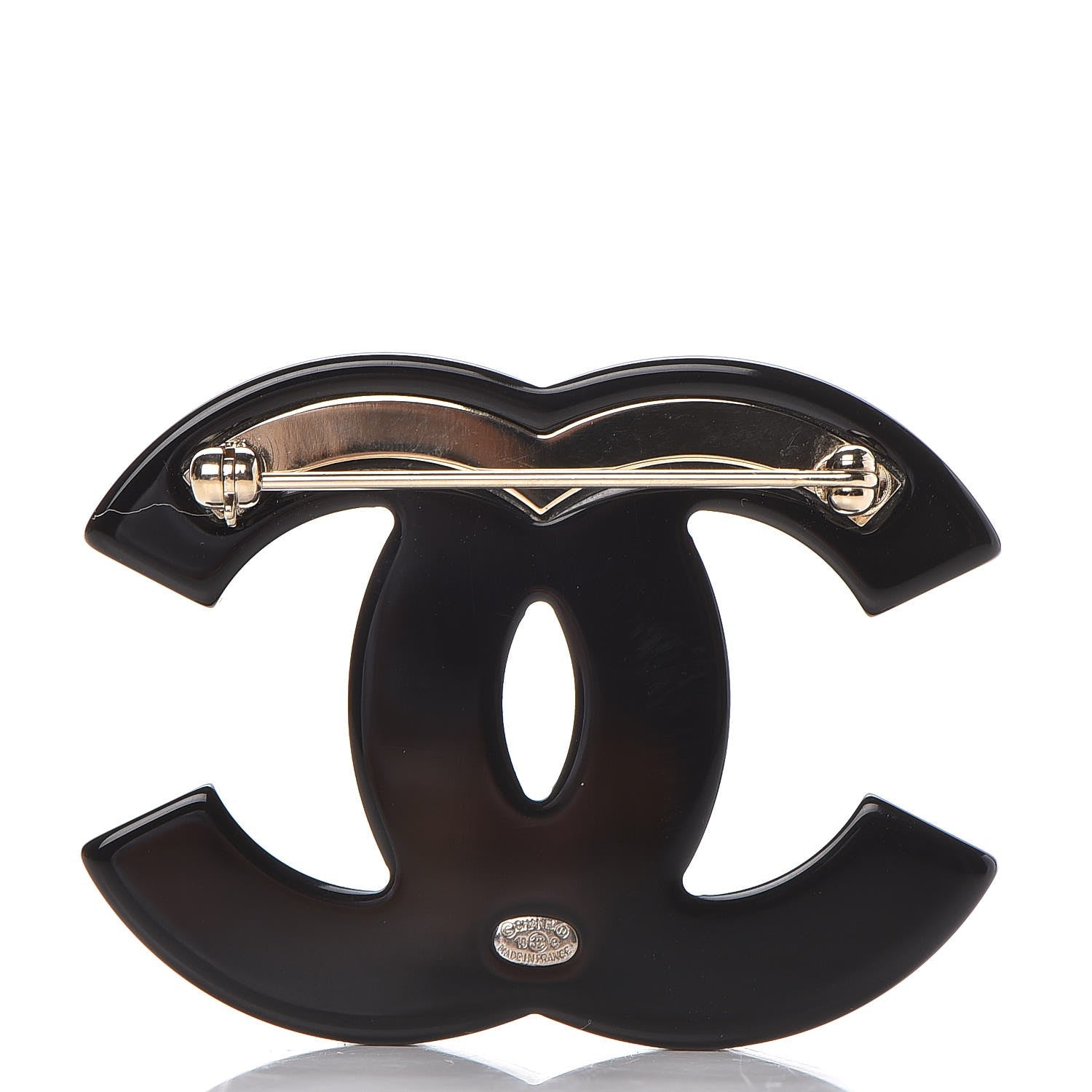 Chanel Resin Pearl Enamel Flower CC Brooch Black Blue Gold 3 of 5